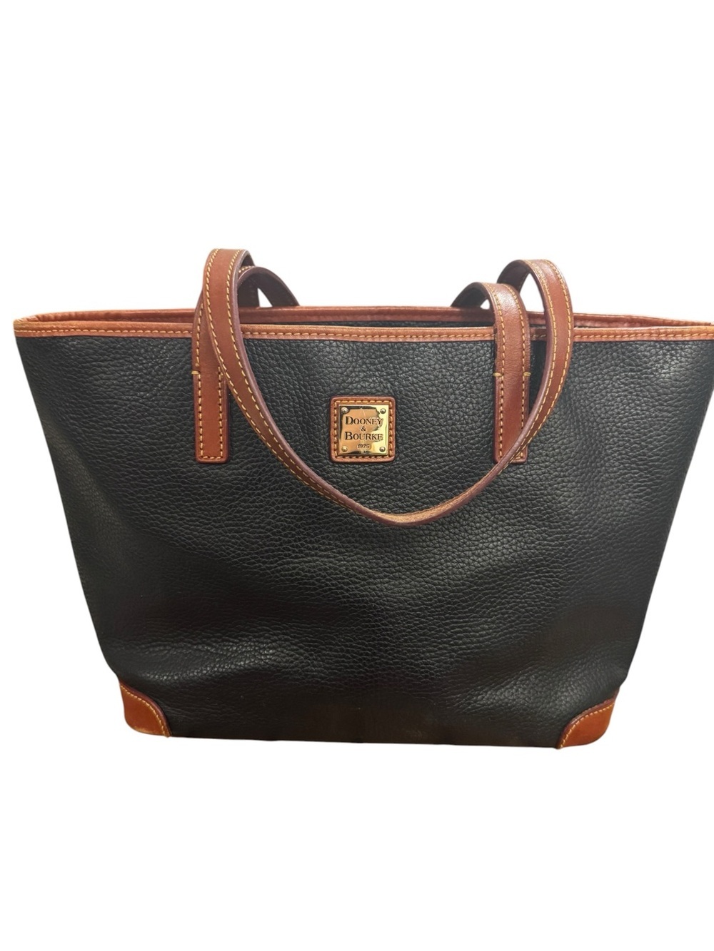 Dooney & Bourke Black Pebbled Leather Charleston Shopper Tote Bag